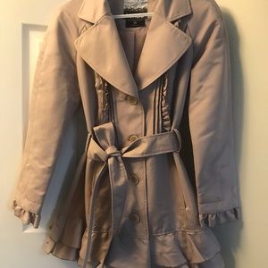 Blush Kenzie Ruffled Trench Coat